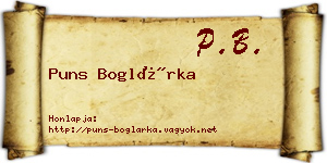 Puns Boglárka névjegykártya